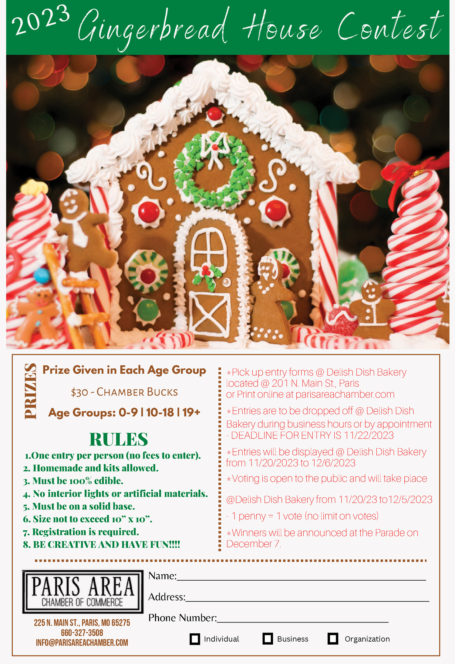 Gingerbread House Contest | Paris Area Chamber of Commerce